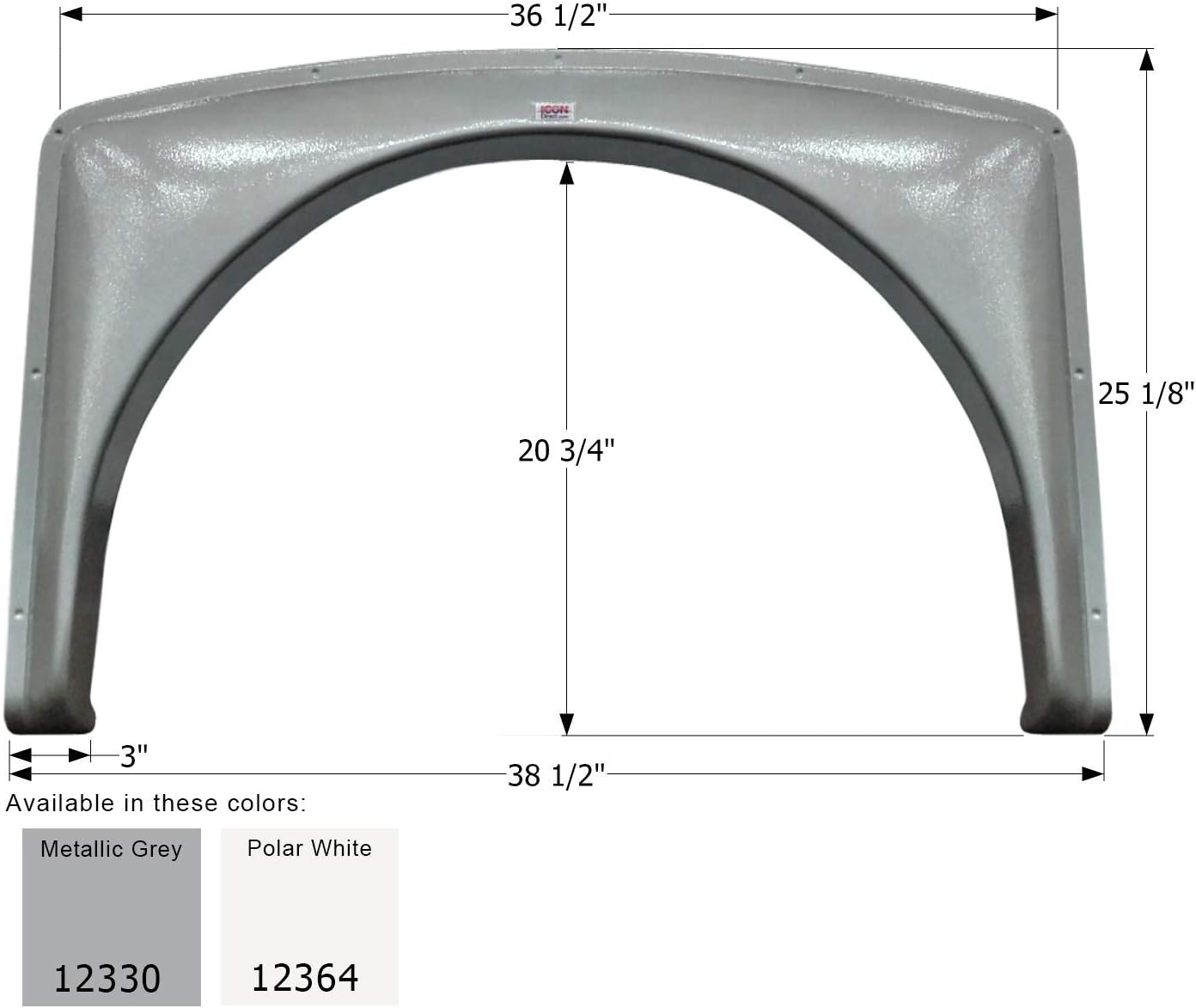 ICON Fender Skirt, Single, Gulf Stream, FS2330, Metallic Grey