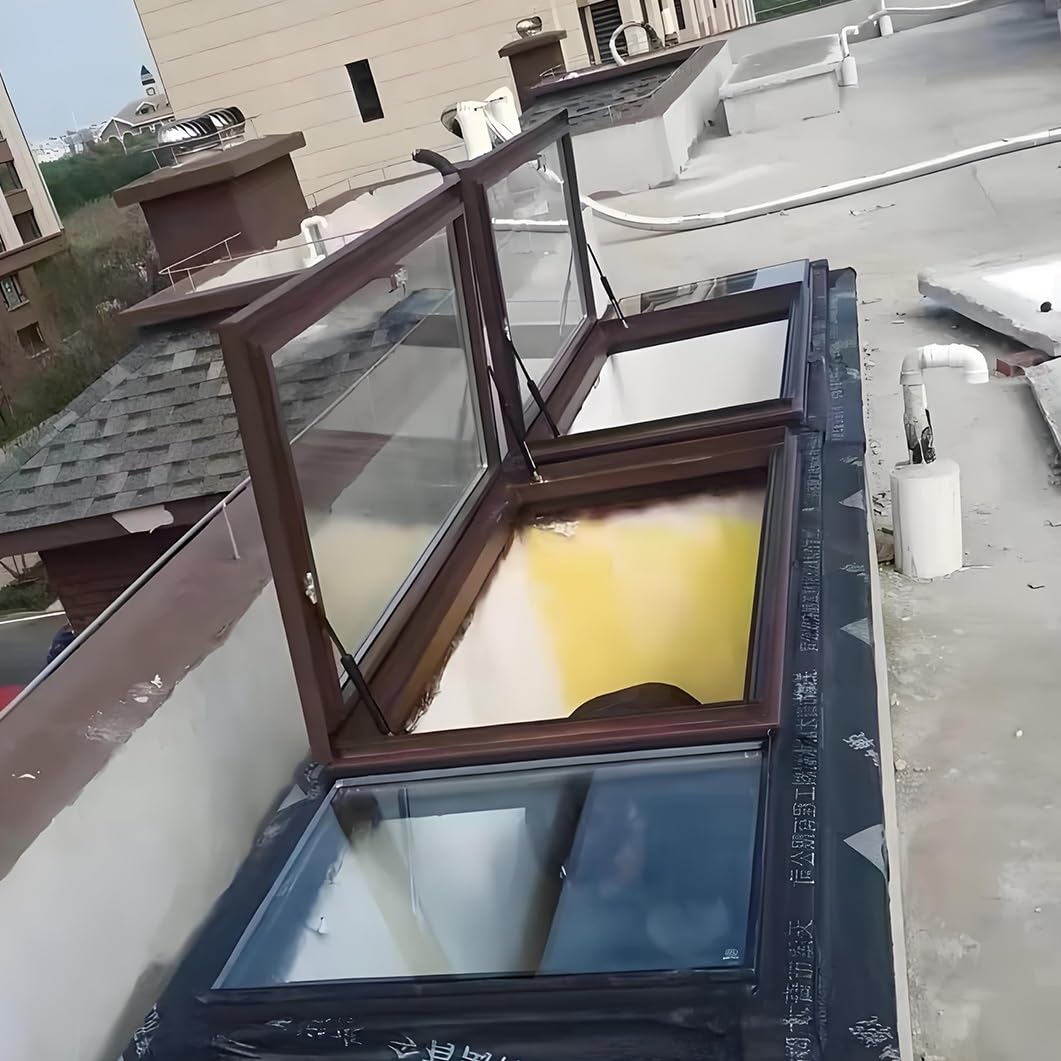 Świetlik dachowy z płaskim dachem z uchwytami, aluminiowy właz wentylacyjny do oświetlenia poddasza i pokoju słonecznego, idealny do naturalnego światła i przepływu powietrza