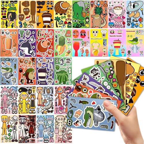 32 Sheets Italian Brainrot Make a Face Animals Stickers