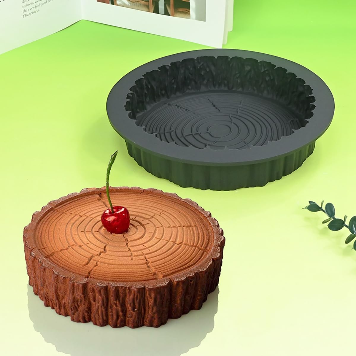 mostsom Moule à gâteau décoratif en silicone pour mousse, gelée, chocolat, crème glacée (souche d'arbre)