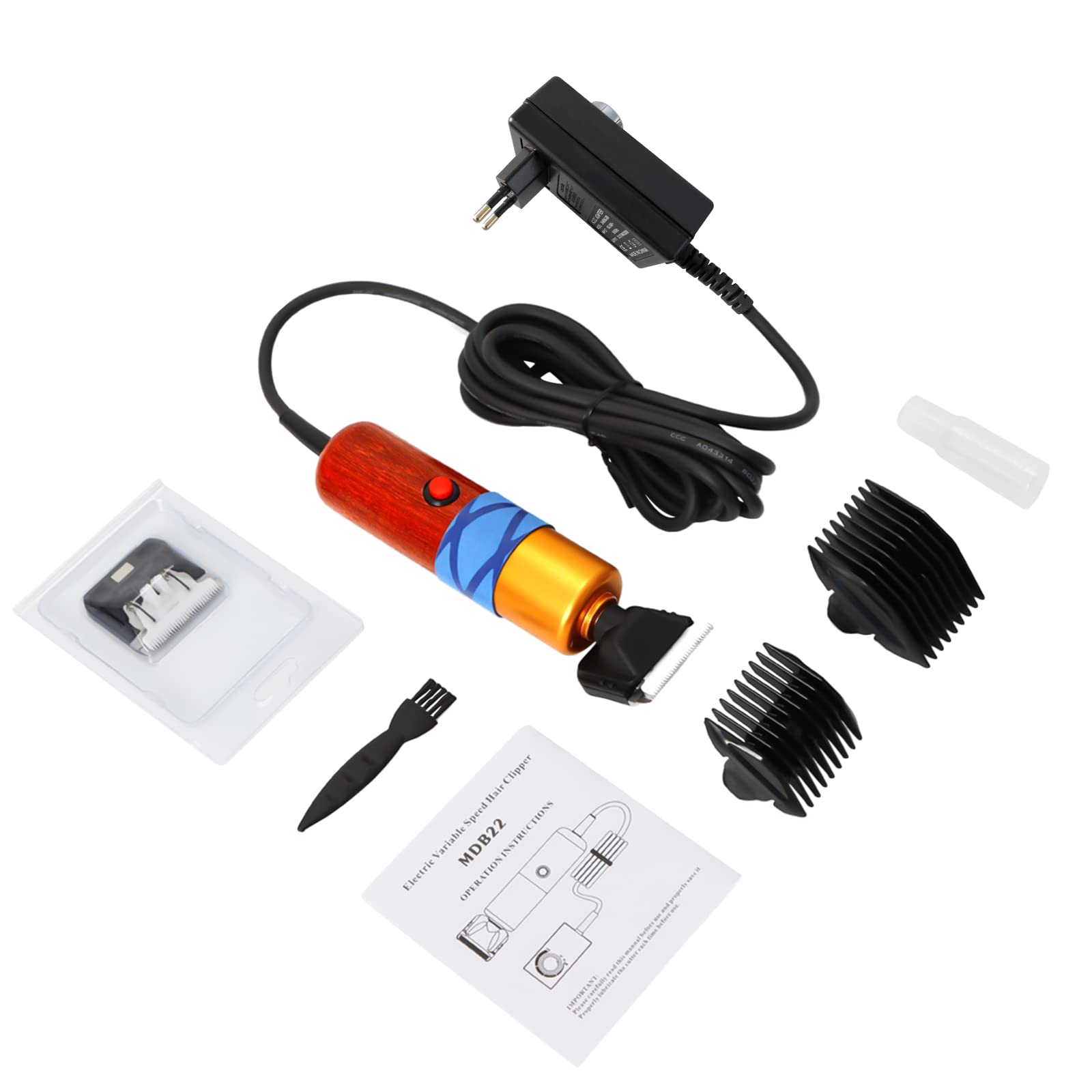 Leise Hundeschermaschine Profi, 6600rpm Leistungsstarkem Motor, Profi Schermaschine Hund Katze mit 2 Klingen|Aufsteckkämmen(3/6mm, 9/12mm), für Katzen|Hunde|Schafe