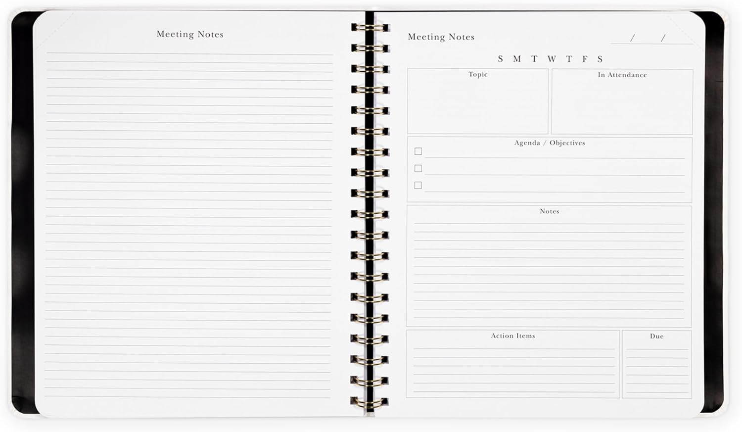 kate spade new york Meeting Notes Journal, 10" x 8.5" Spiral Notebook with 100 Entries, Leatherette Cover, Elastic Closure, Work Organizer for Notes, Objectives & Action Items (Almond Dot)