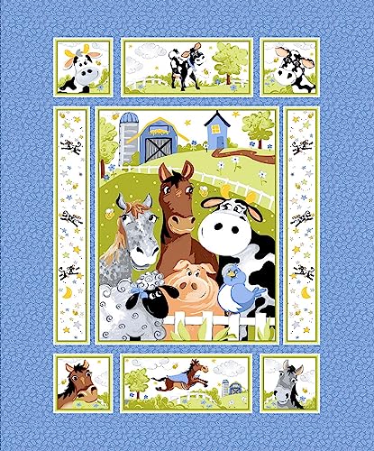 Susybee Denim Barnyard Blues 36in Quilt Panel - (NOT Pre-Quilted)