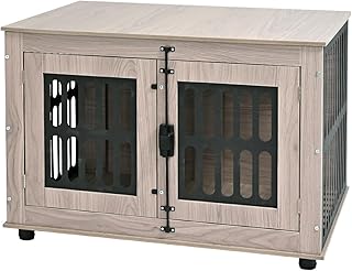 Amazon Basics Heavy Duty Dog Crate Furniture for Small to Medium Dogs, Wooden Dog House Dog Kennel Cage Indoor with Safety Lock, 38.5" L x 26.8" W x 25.6" H