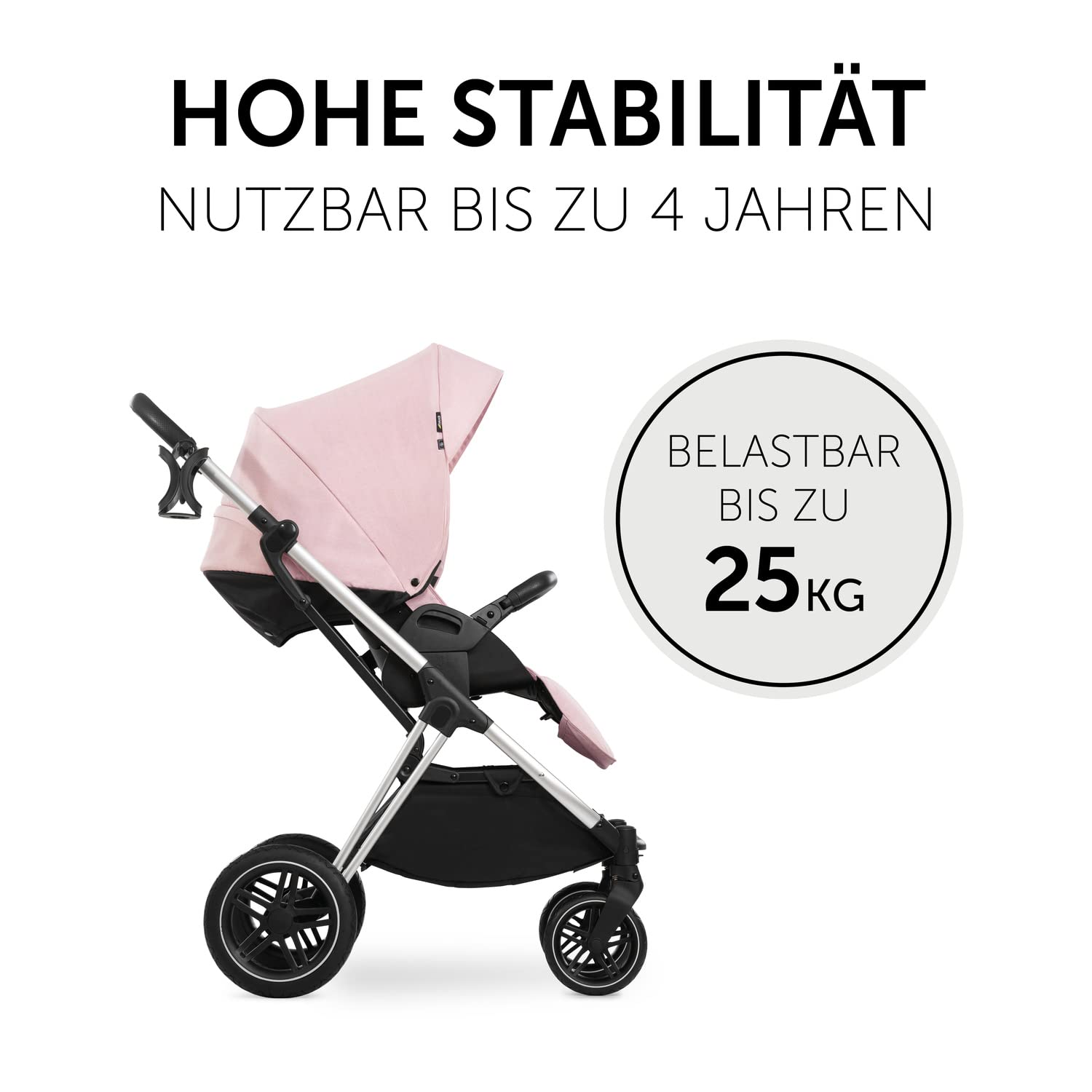 hauck 2 in 1 Kinderwagenset Vision X Set ab Geburt bis 22 kg mit Babywanne, wendbaren Sportsitz mit Beindecke und Liegefunktion, UPF 50+, Gummiräder, Getränkehalter, Zusammenklappbar (Melange Rose)