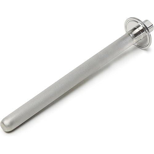Stainless Steel 1.5" Tri-Clamp Ferrule Diffusion Stone,1.5 Inch Tri Clamp Carbonation 2 Micron Aeration Stone,Male Connect 1/4" NPT CO2 inlet,12" Length for Brew Aeration Equipment
