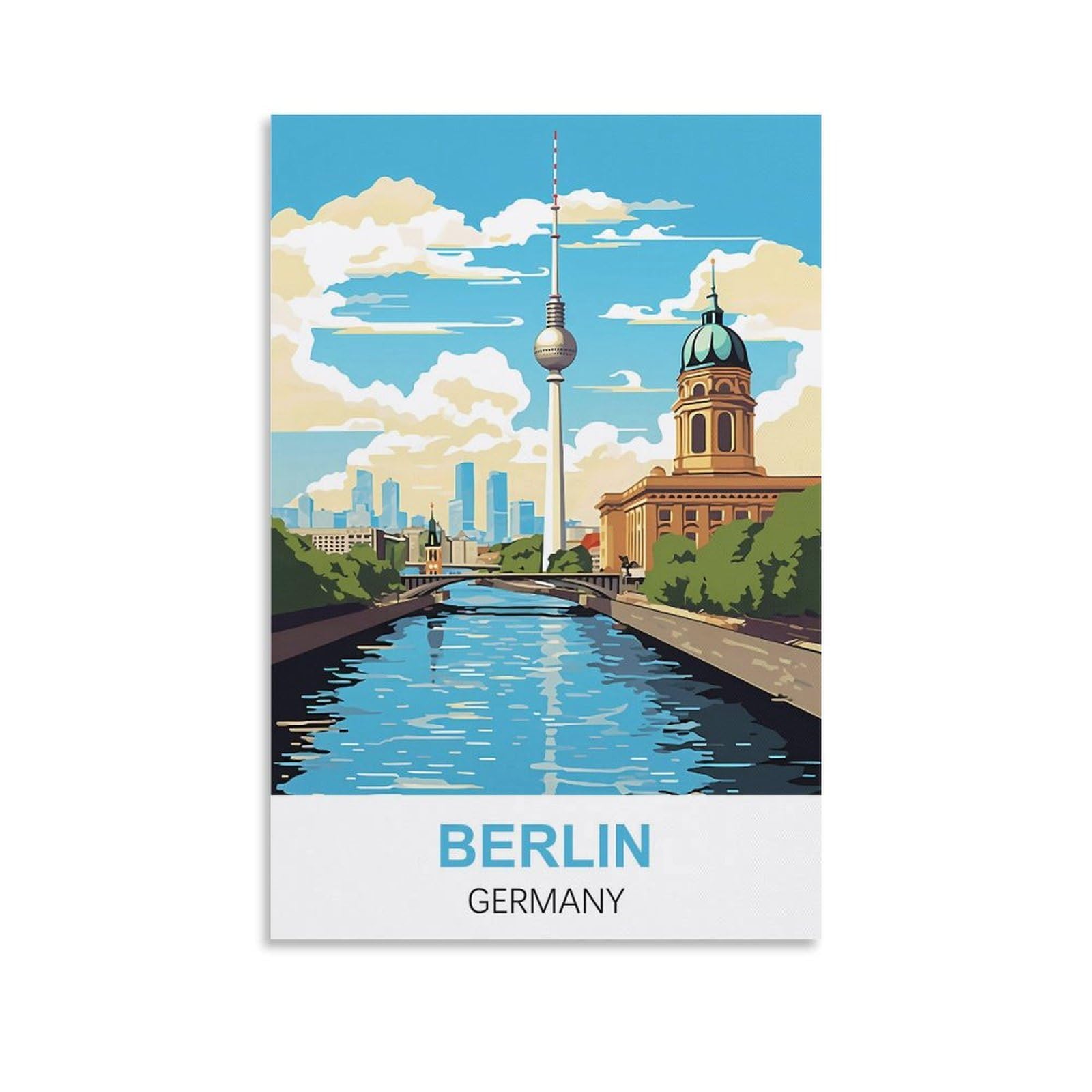 CTZIKWW Berlin Germany Vintage Travel Poster 12x18inch(30x45cm) Canvas Art Prints Picture Wall Art Painting