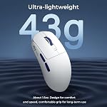 RK ROYAL KLUDGE RK M30 Wireless Gaming Mouse, 24000 DPI, 43g Ultra-Lightweight, PAW3311 Sensor, 2.4G/Bluetooth/USB-C Rechargeable Wireless Mouse with 5 Programmable Buttons for PC/Mac, White