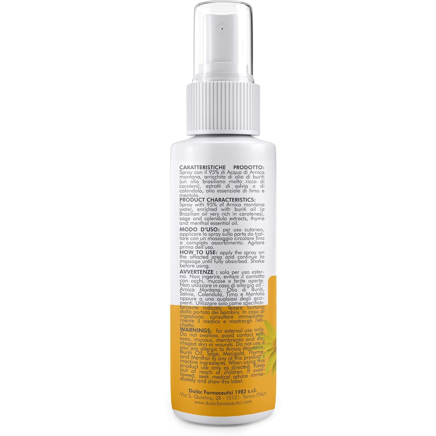 Dulàc Arnica Spray 100ml Natural Formula, Arnica Cooling Spray with 95 of Arnica Montana