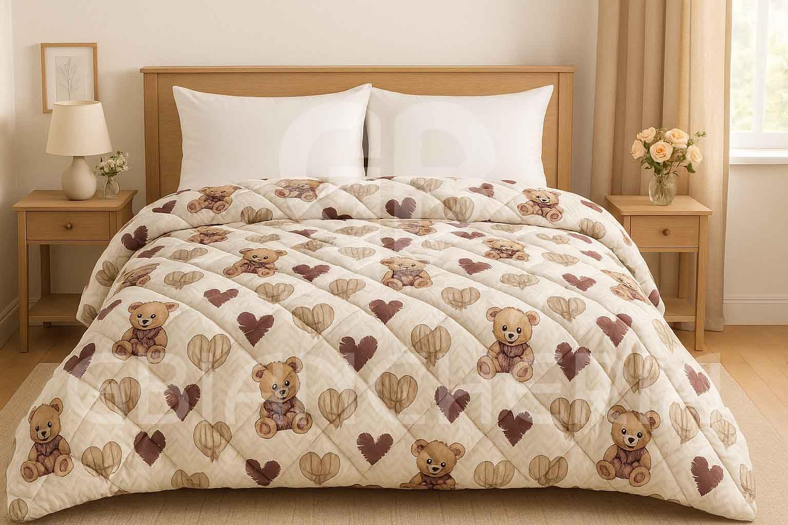 Trapunta Matrimoniale Invernale 250x250 cm – Piumone Caldo Due Piazze 300 g/m², Piumino Anallergico e Traspirante in Morbida Microfibra, Coperta Letto Moderna con Fantasie Colorate (Orsetti)