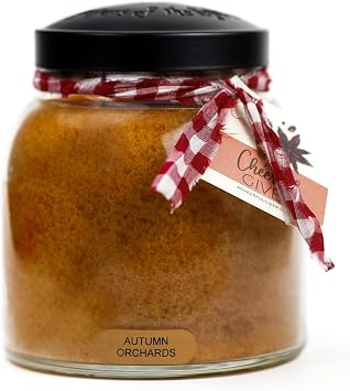 A Cheerful Giver Autumn Orchards - 34oz Papa Scented Candle Jar with Lid - Keepers of the Light - 155 Hours of Burn Time, Gift for Women, Brown