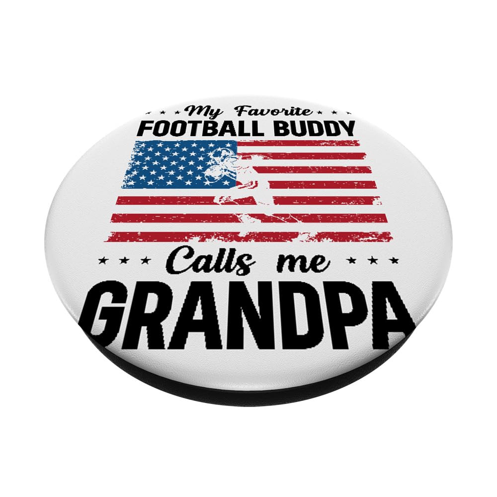 Football - My Favorite Football Buddy Calls me Grandpa PopSockets Swappable PopGrip, Black - Image 2