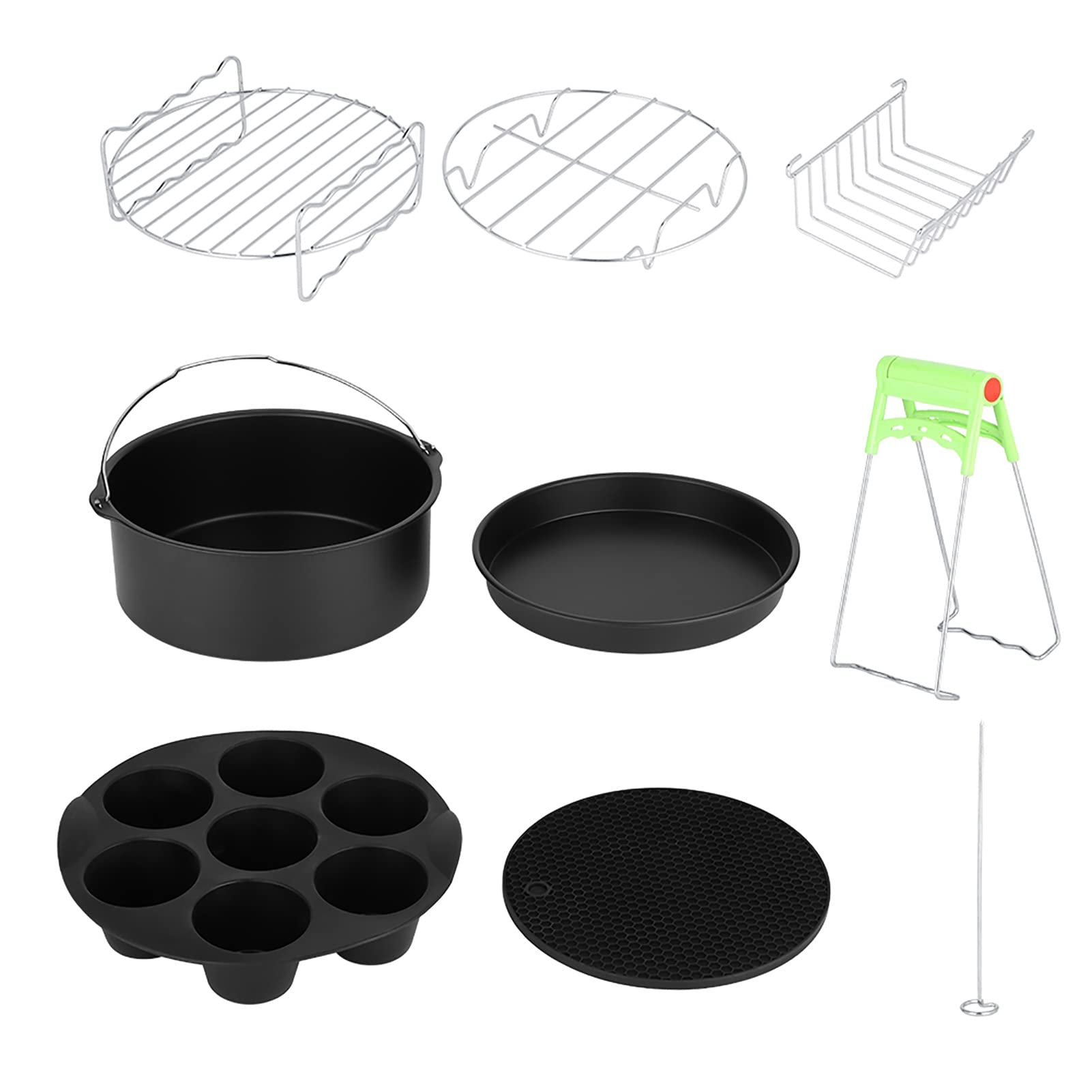 Fdit Kit di Accessori per Friggitrice Ad Aria, Parti di Sostituzione della Friggitrice per la Set in Acciaio Inossidabile di 8 per Friggitrice Ad Aria più Grande con Botti da