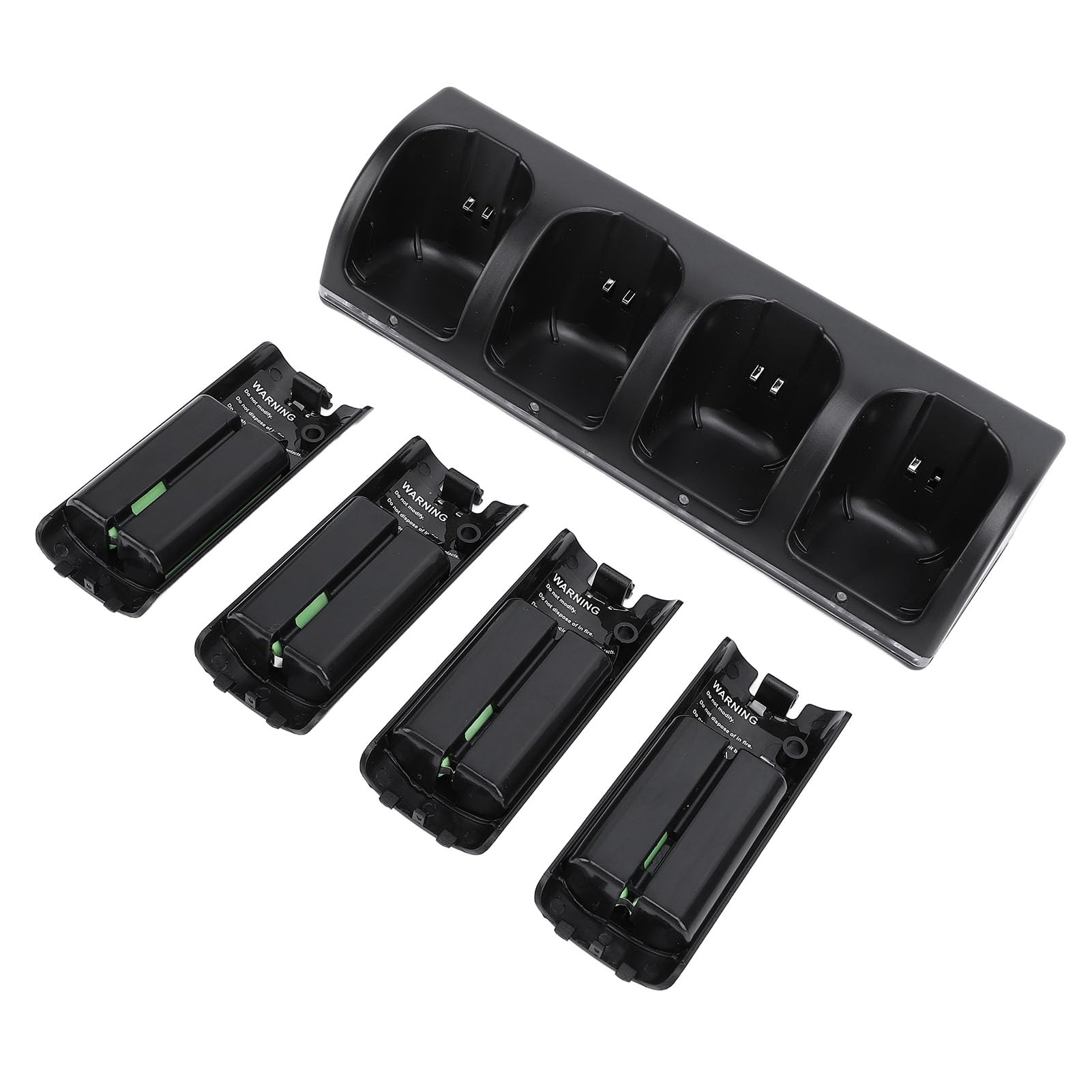 lyrlody Station de Chargement à Distance Station de Chargement pour Contrôleur ABS avec 4 Piles Rechargeables de 2800 MAh Charge 5 V pour 4 Contrôleurs Salles de Jeux Familiales et Joueurs (Black)