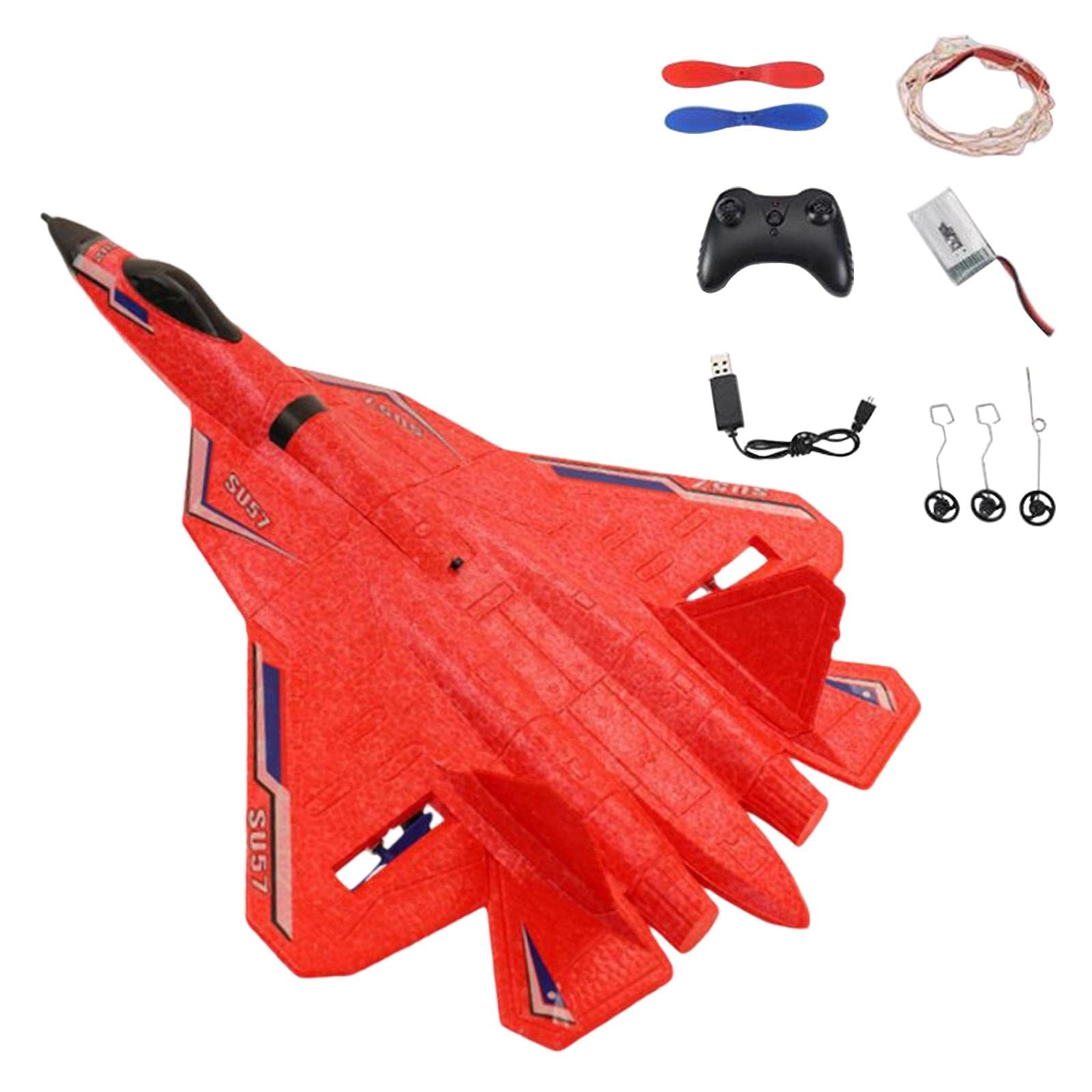 Avión de Juguete de Espuma con Control Remoto 2.4G, Ideal para Principiantes, Niños Pequeños, Adultos Y Niños Cumpleaños, Rojo