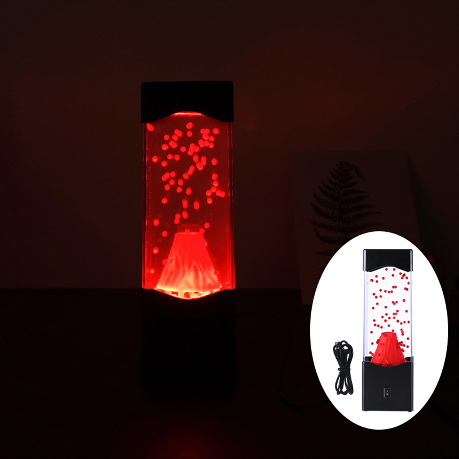 Syfunlv Lavalampe,Roten LED Vulkan Nachtlicht,Aquarium Nachttischlampe,USB Desktop Schlaf Lichter,Kreativität Stimmungslicht,für Innenbereich Zuhause Schlafzimmer koration Geschenke (Stil 2)