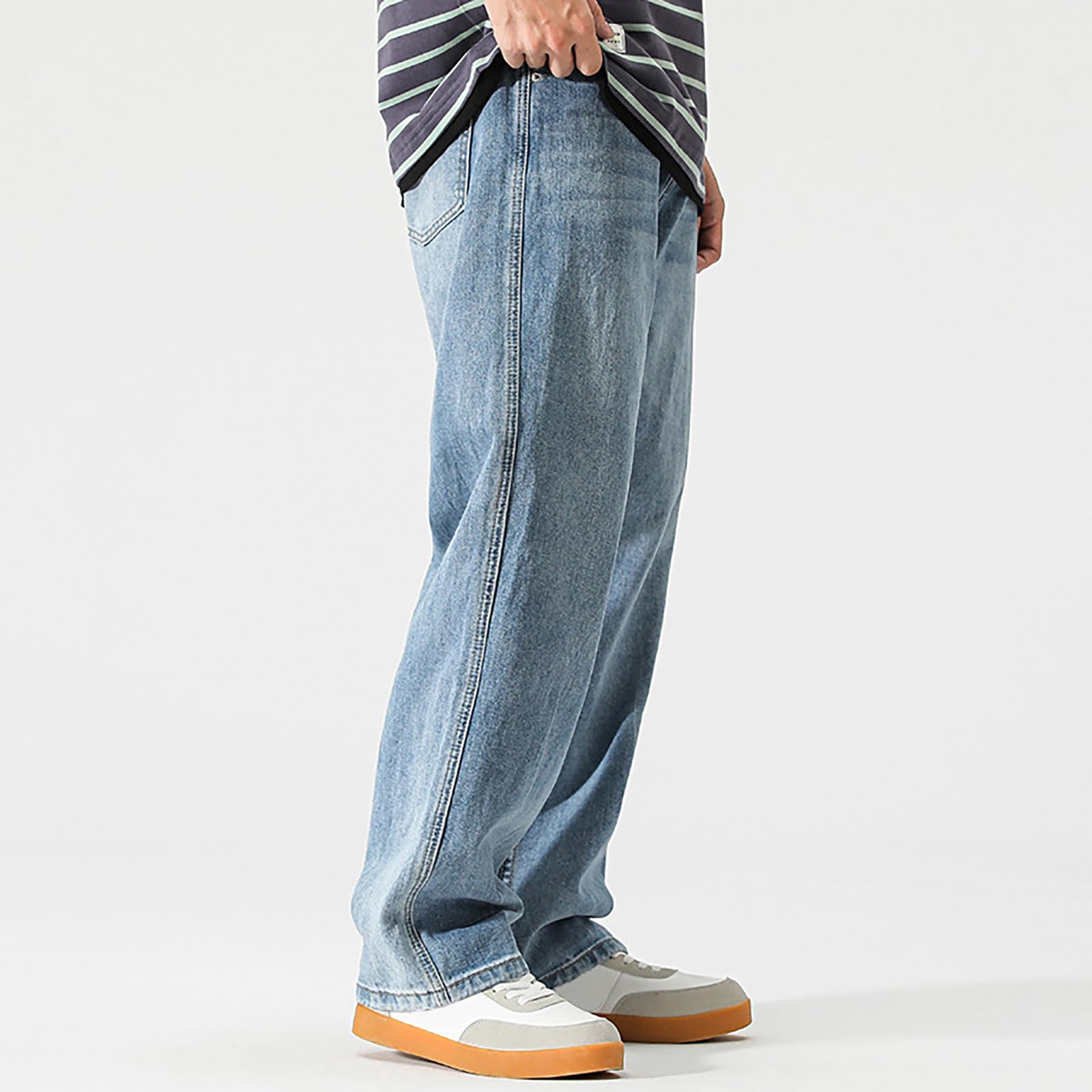 Pantalones Vaqueros Hombre-Pantalones de Mezclilla de Motociclista Ajustados para Hombre