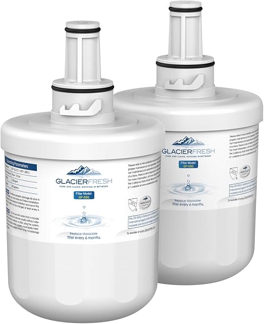 GLACIER FRESH DA29-00003G Refrigerator Water Filter, Compatible with DA29-00003G, DA29-00003B, DA29-00003A, Aqua-Pure Plus, HAFCU1, WSS-1, FMS-1, RFG237AARS, RS22HDHPNSR, RSG257AARS, Pack of 2