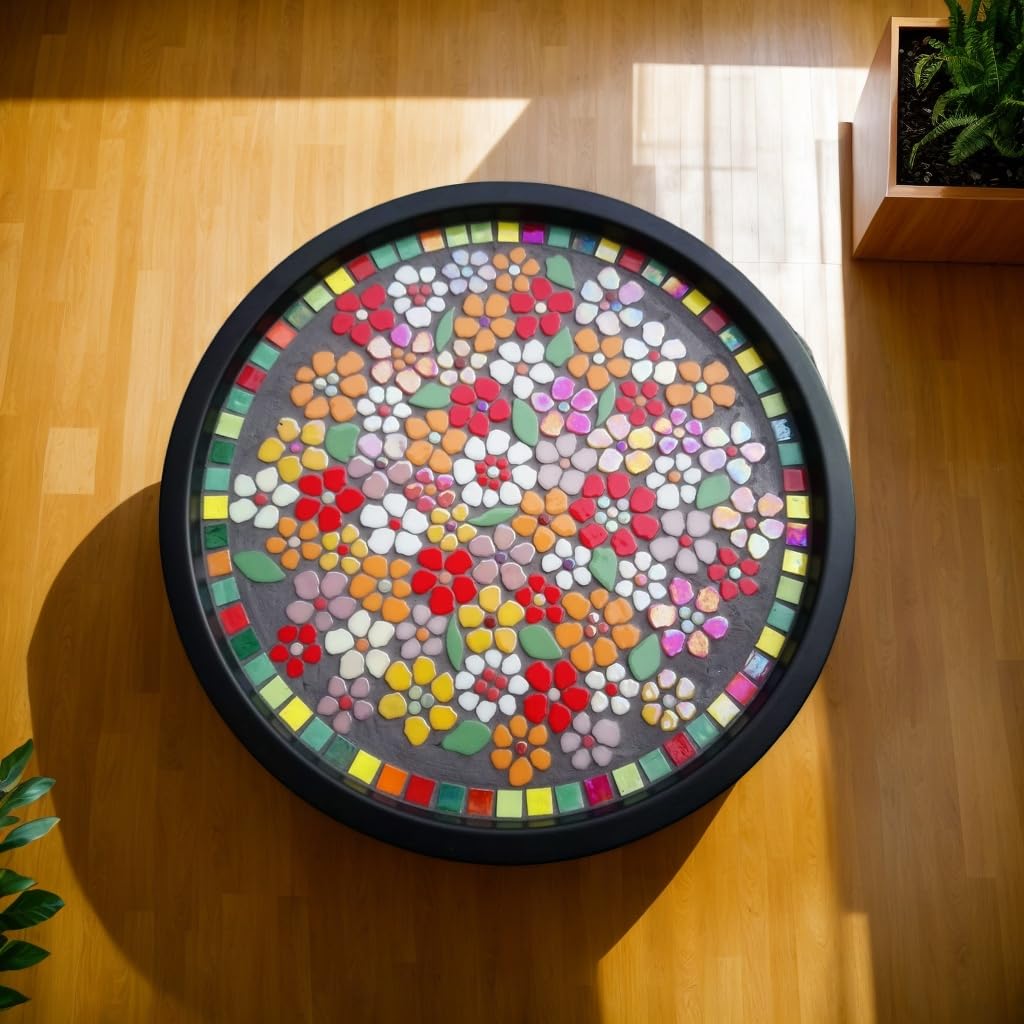 Youway Style Flower Mosaic Tiles for Crafts Bulk,1LB Iridescent Mosaic Tiles Supplies, Petal Mosaic Pieces for Garden Decoration,DIY Glass Mosaic Crafts