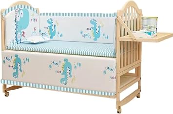 Baby Crib, Playpen, Side Sleep, Multifunctional, Wooden, High Type, 3 Levels of Height Adjustment, Connects to Large Bed, Safe and Formaldehyde-Free, Storage Shelf Included, Casters, Converts