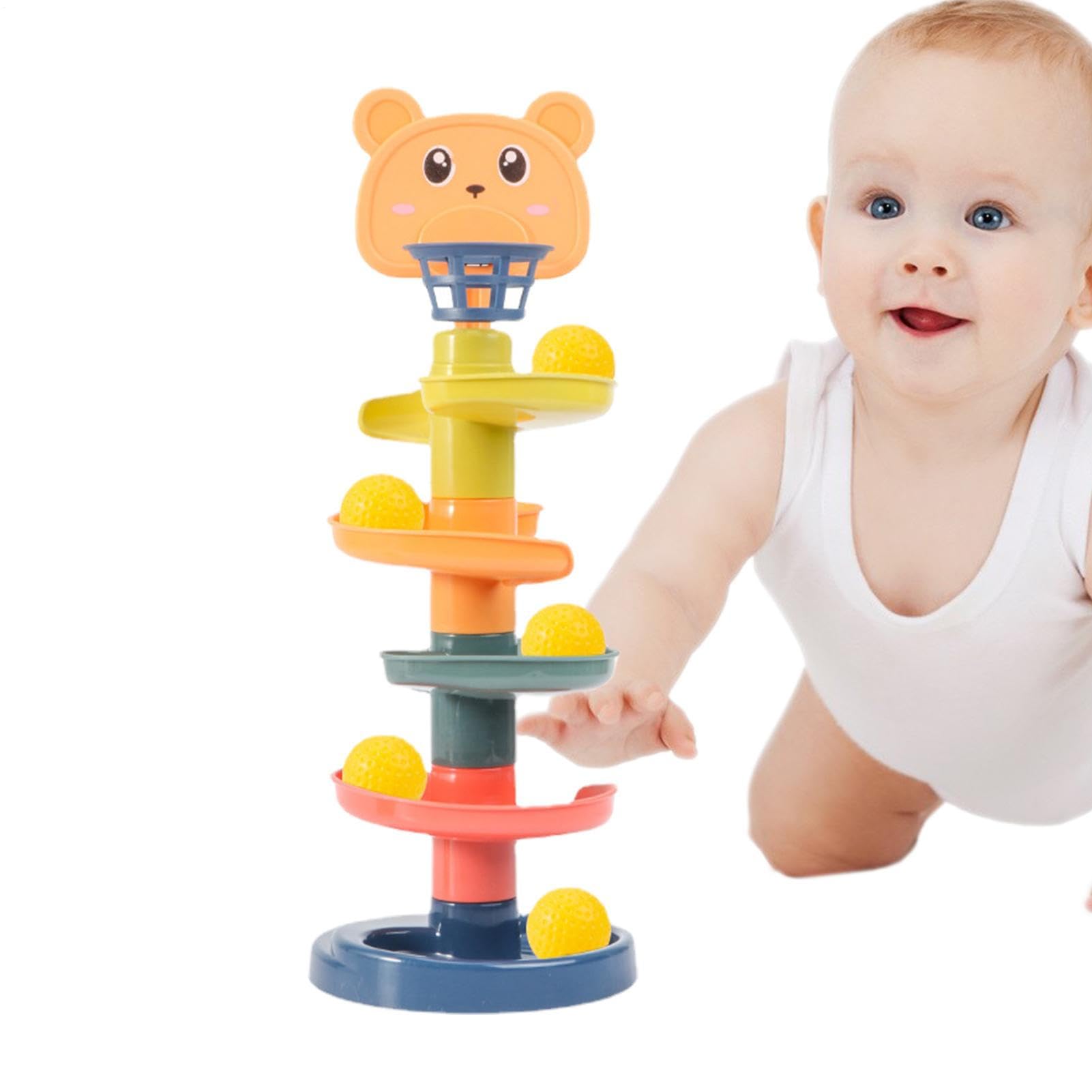 Ball Drop Tower: Colorful Toy with Rolling Ramp