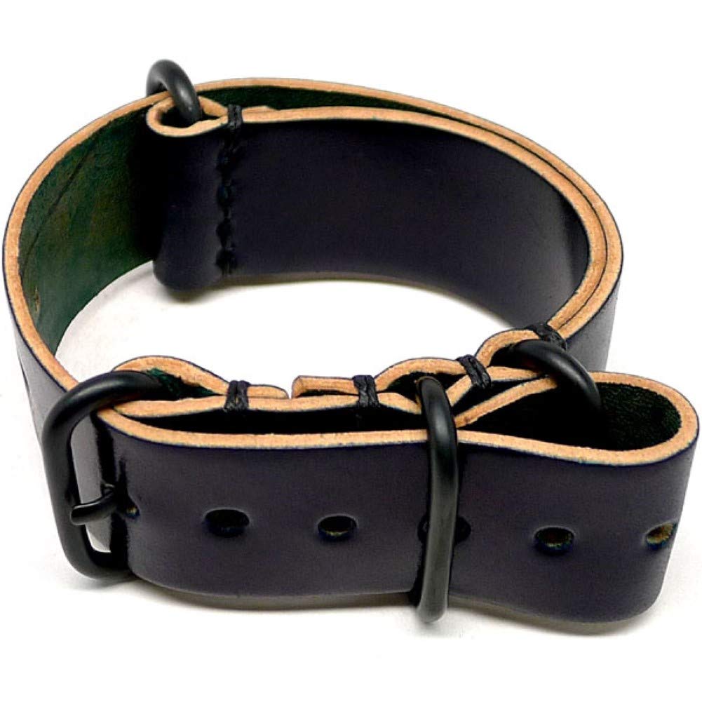 Da Luca Shell Cordovan Military Watch Strap - Navy (PVD Buckle) : 18mm