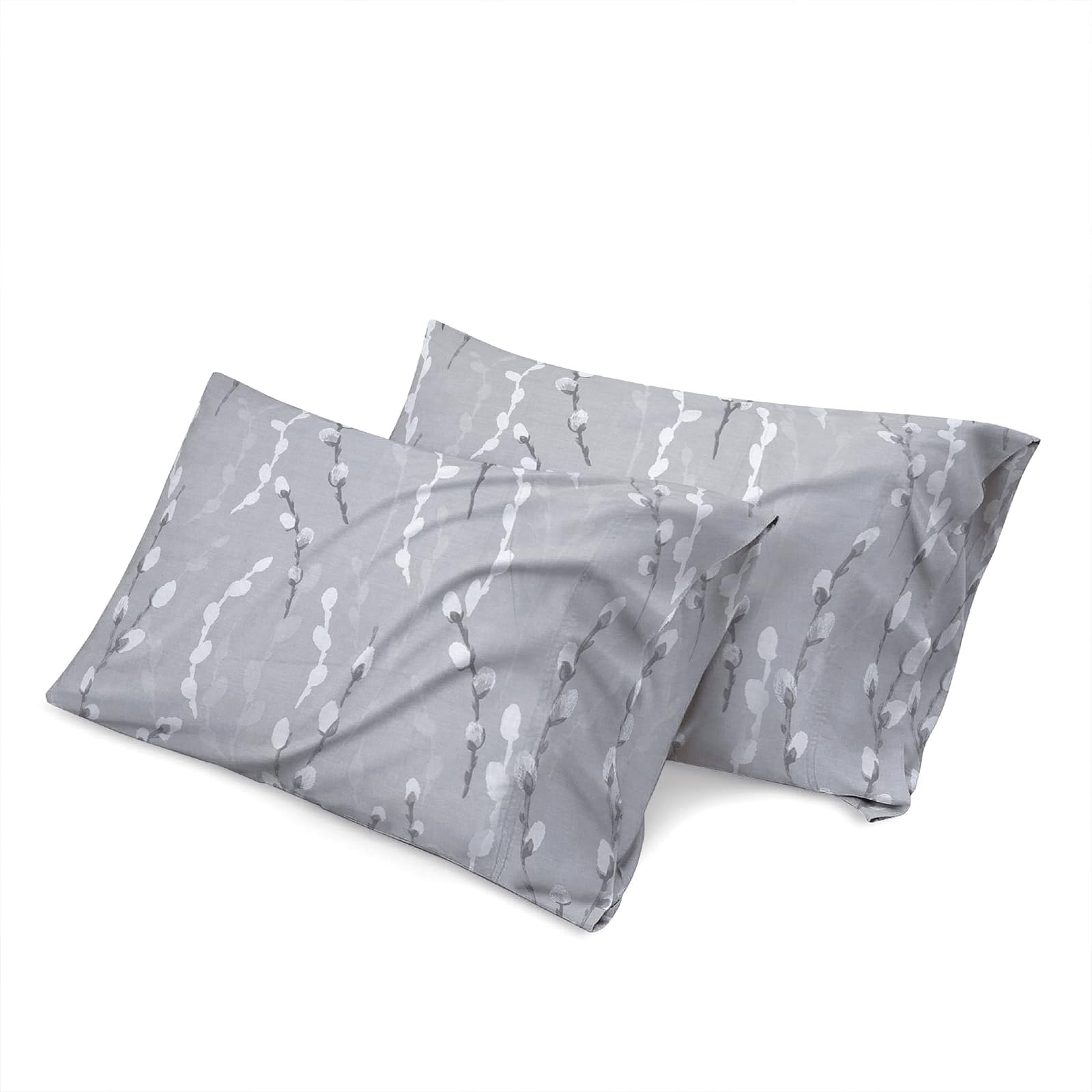 Shadow Sleep Pillow Case 100% Egyptian Cotton 400 Thread Count Luxury Floral Printed Flower Design Pair of Pillowcases Breathable Soft Machine Washable Bed Pillow