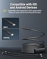 Vista 2 de Cámara de endoscopio USB Anykit con 8 luces LED ajustables, boroscopio con cámara serpiente semirrígida, cámara de inspección IP67 impermeable