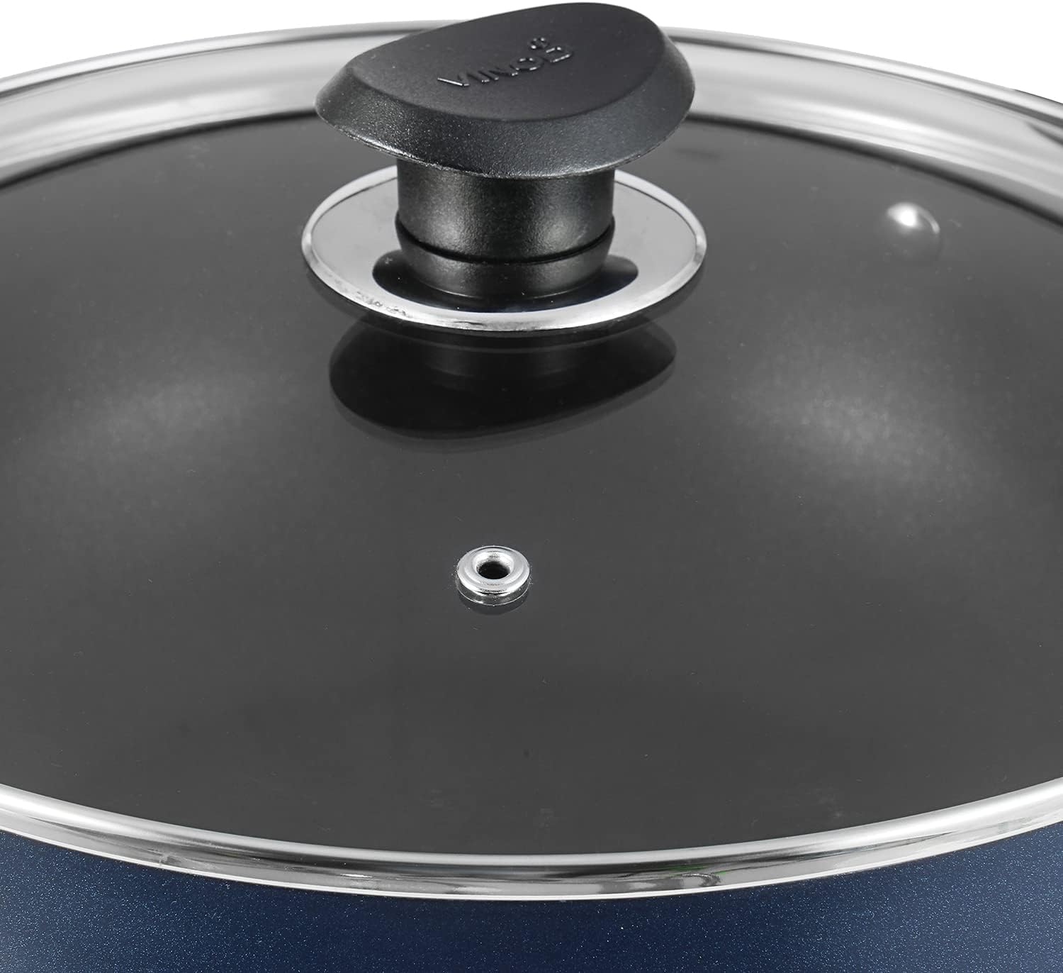 Vinod Cookware Non Stick Deep Kadai with Lid 4.1 Liters, Blue/Black, ZNKL-26