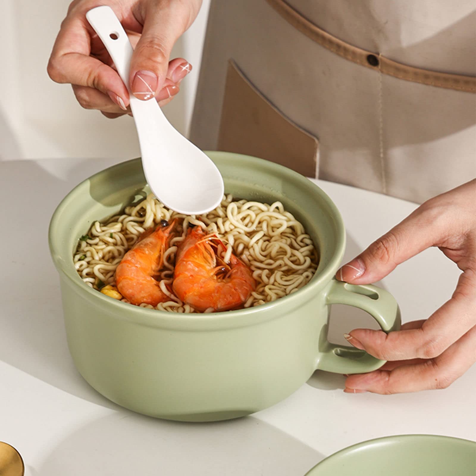 Bol à ramen,saladier,/Bol en céramique avec couvercle, tasse à soupe avec couvercle, bols à nouilles ramen lavables au micro-ondes, for dortoir, maison, bureau-jaune-650 ml/23 oz ( Color : 950ml/33.5o
