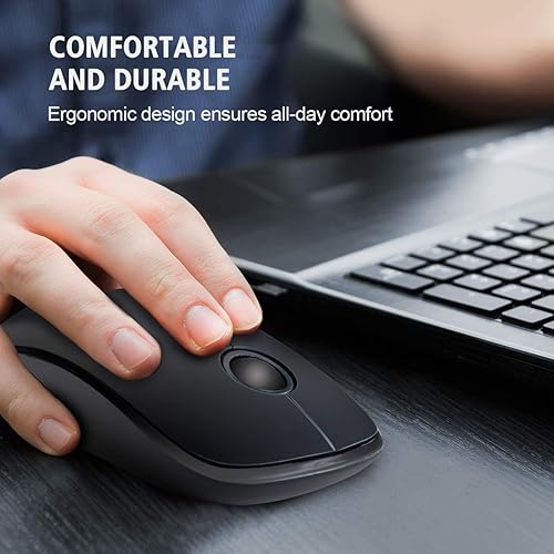 Miniatura 4 de NexiGo Mouse inalámbrico, mouse delgado 2.4G, mouse óptico portátil de oficina con receptor USB, mouse inalámbrico de viaje para laptop,