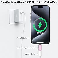 Vista 2 de Adaptador USB-C macho a Lightning hembra (paquete de 2), carga rápida PD y transferencia de datos para iPhone 15/15 Plus/15 Pro/15 Pro Max, iPad