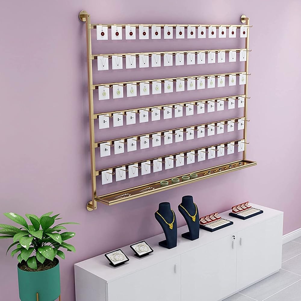 Organizer na biżuterię, montowany na ścianie, wiszący wieszak na naszyjnik i półka na klucze, metalowy stojak ekspozycyjny na pierścionki i bransoletki, rozwiązanie do przechowywania detalicznego
