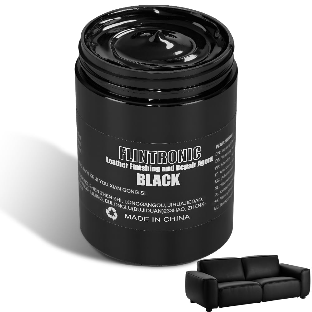 Flintronic Universale Kit Di Riparazione Per Pelle, Cura Della Pelle, Ripristina Pelle Graffiata E Sbiadita, Formula Sicura, Divani, Mobili, Sedili Auto, Scarpe, Giacca|, Sedie-Nero*300ml