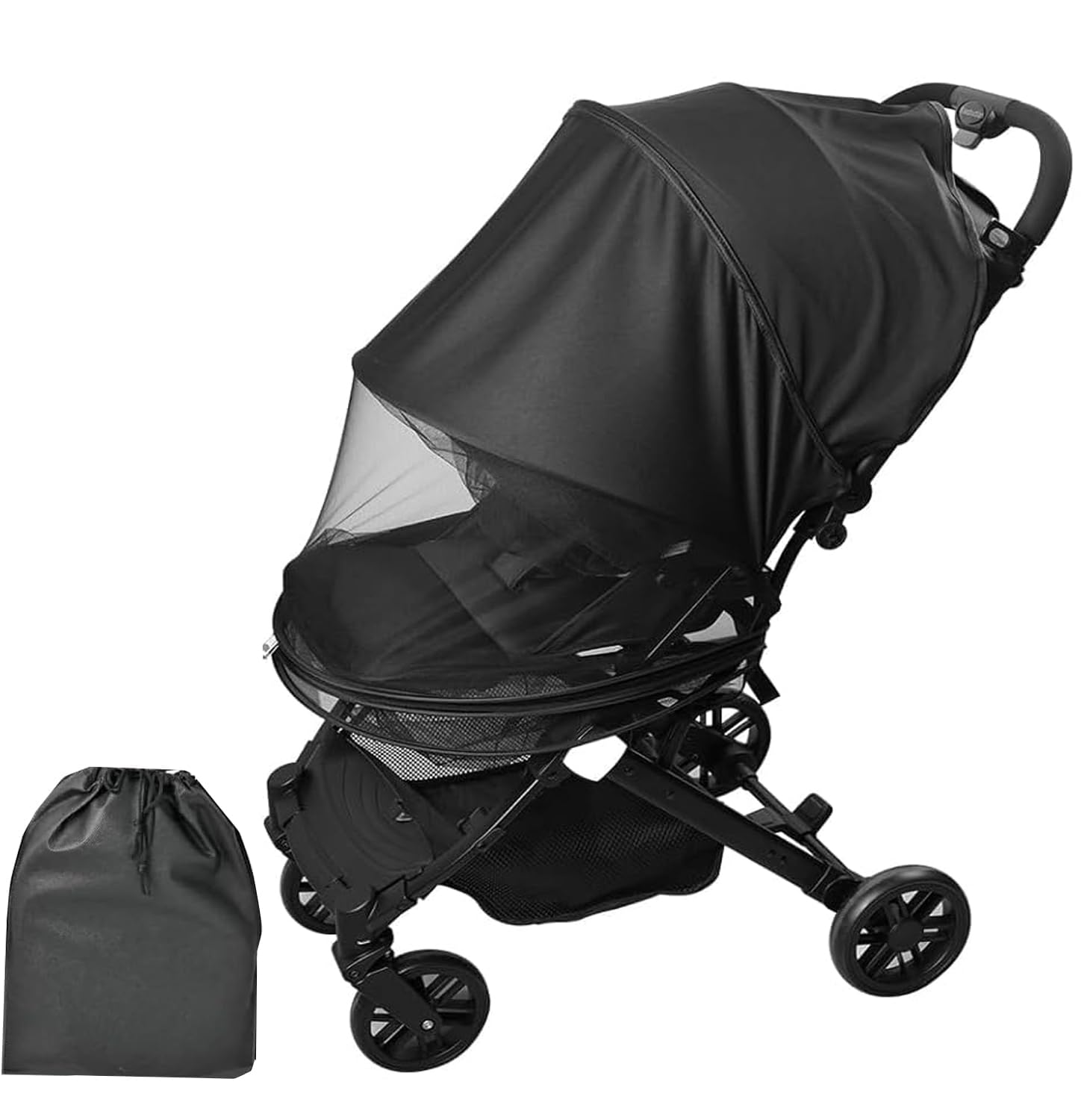 Atoke Parasole per passeggino 2 in 1 con UPF50+, zanzariera universale per bambini, con cerniera bidirezionale, facile da installare, copertura parasole per passeggino, carrozzina, navicella e