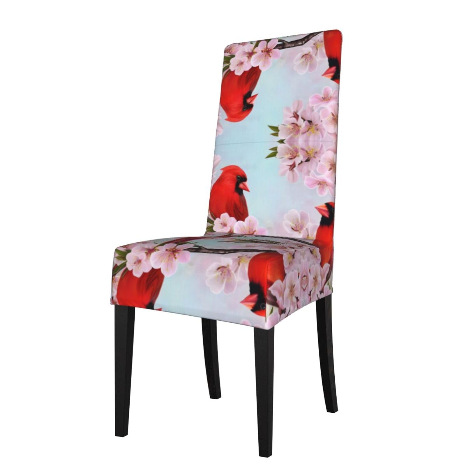 HLSBSSL Red Bird Branch Blossom Printed dining chair covers, wrinkle-resistant and iron-free, suitable for hotels, banquets, and conferences