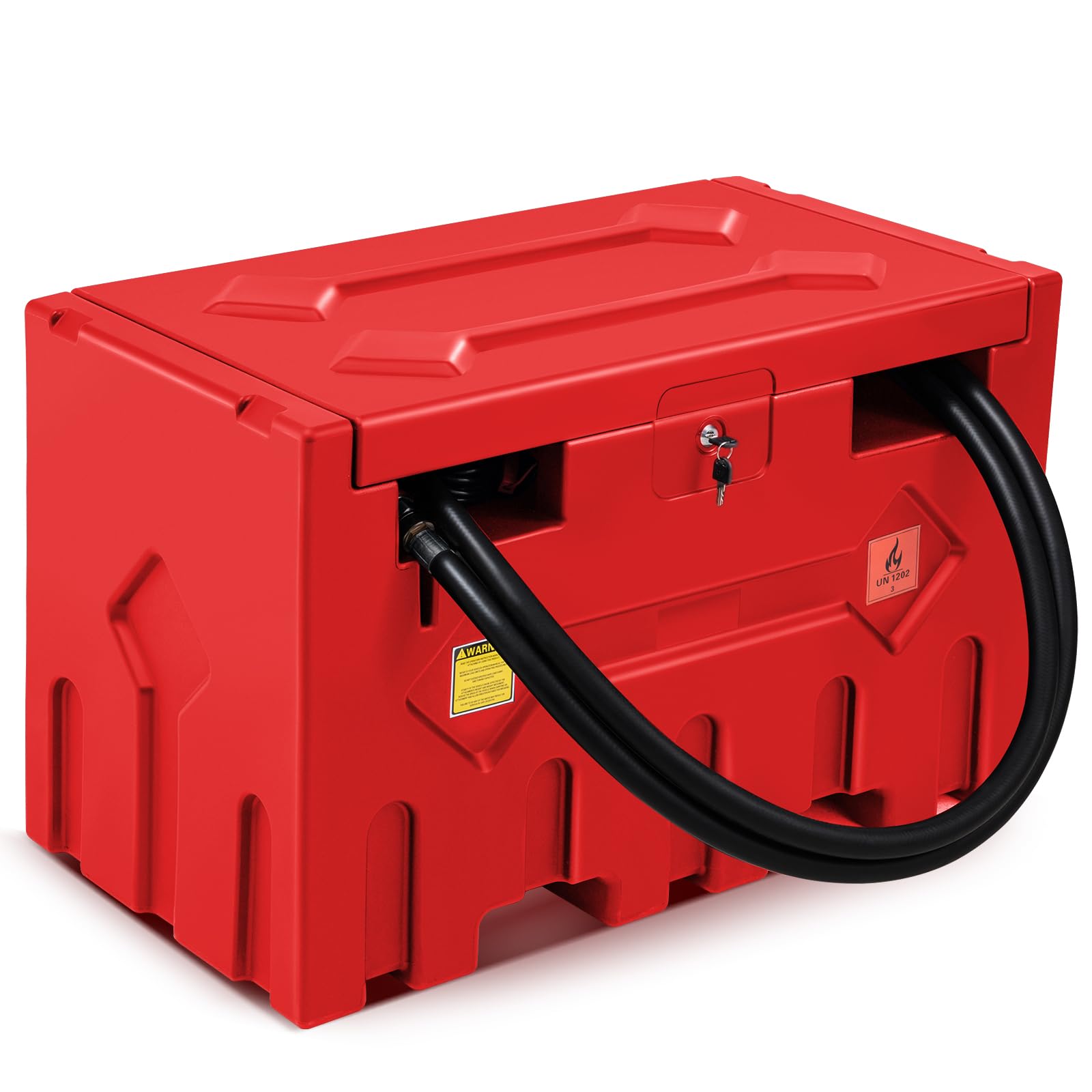 Portable 52 Gallon Fuel Tank with Pump for Diesel,Portable Fuel Tank with 12V Electric Fuel Transfer Pump and 15ft Rubber Hose,10.6GPM Flow Rate,Diesel Fuel Transfer Tank for Easy Transportation (Red)