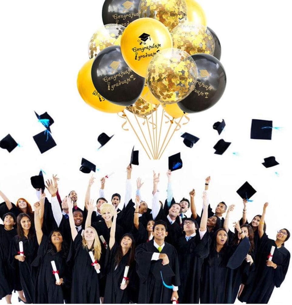 BinaryABC Graduation Sequins Confetti Balloons,Graduation Congratulate Graduate Letter Balloons, Graduation Party Decorations,15Pcs