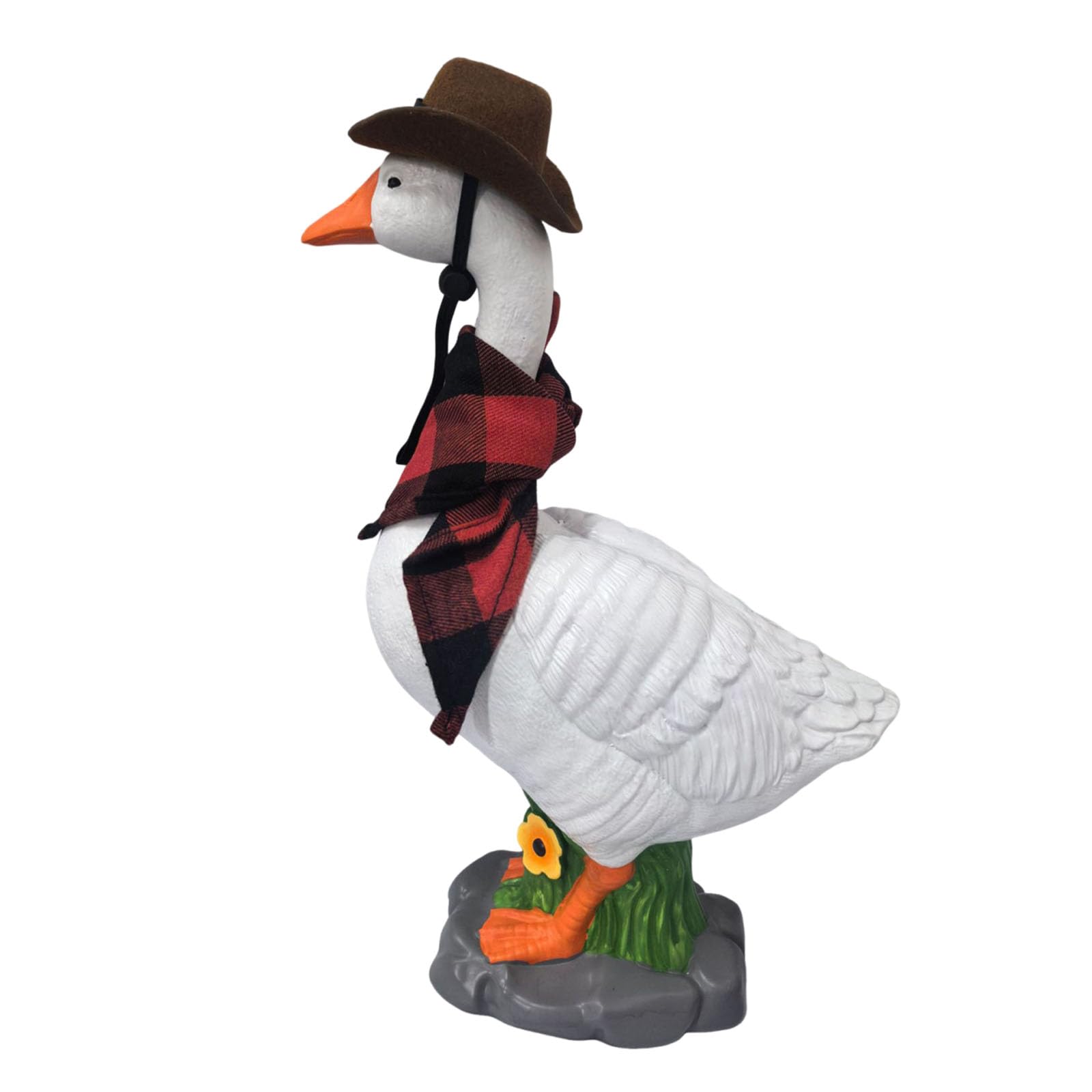 EcoGleam Resin Porch Goose Statue for Indoor Outdoor Realistic Duck Figurine Decorative for Patio Balcony Yard Entryway Housewarming Gifts (Cowboy Goose)