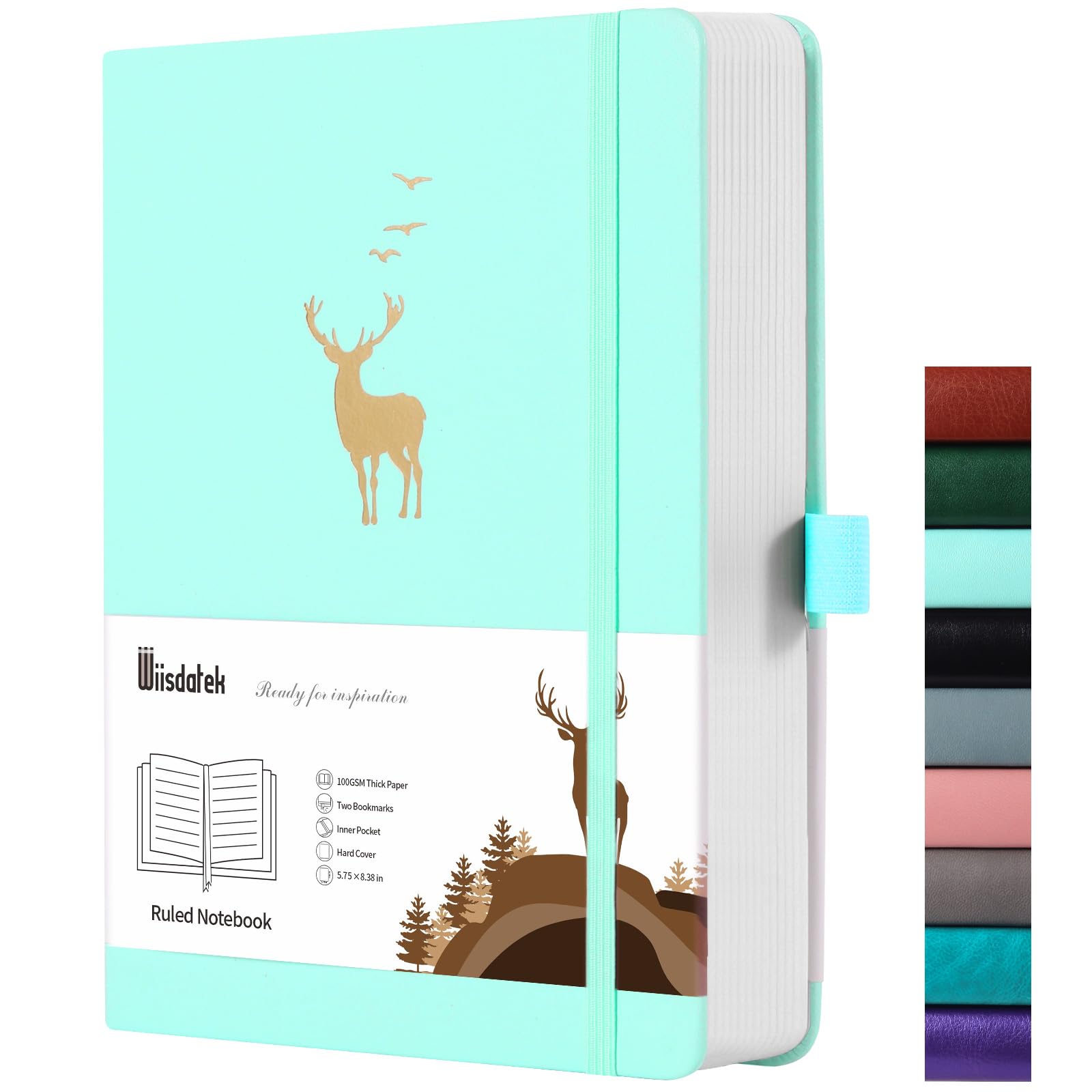 Wiisdatek Lined Journal Notebook, 312 Numbered Pages A5 College Ruled Notebook, 100gsm Thick Paper, Hardcover Notebook for Office Business Writing,