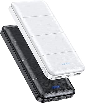 Portable Charger 2-Pack 15000mAh Power Bank Dual USB and Type-C Output 5V3.1A Fast Charger Battery Pack for iPhone 16 15 14 13 12 X Samsung S24 S23 Google iPad etc (Light Black and White)