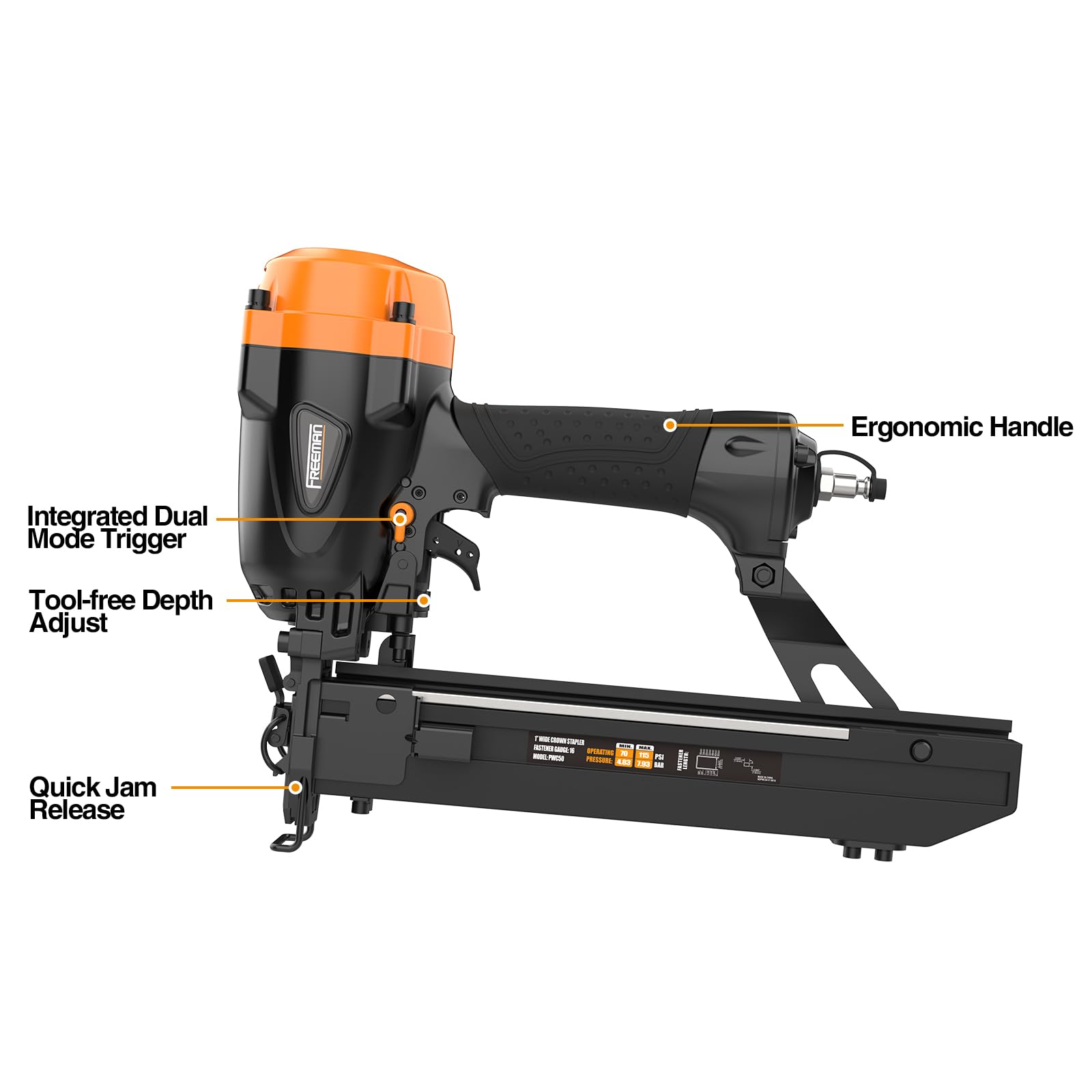 Freeman PWC50 Pneumatic Stapler - Heavy Duty -8