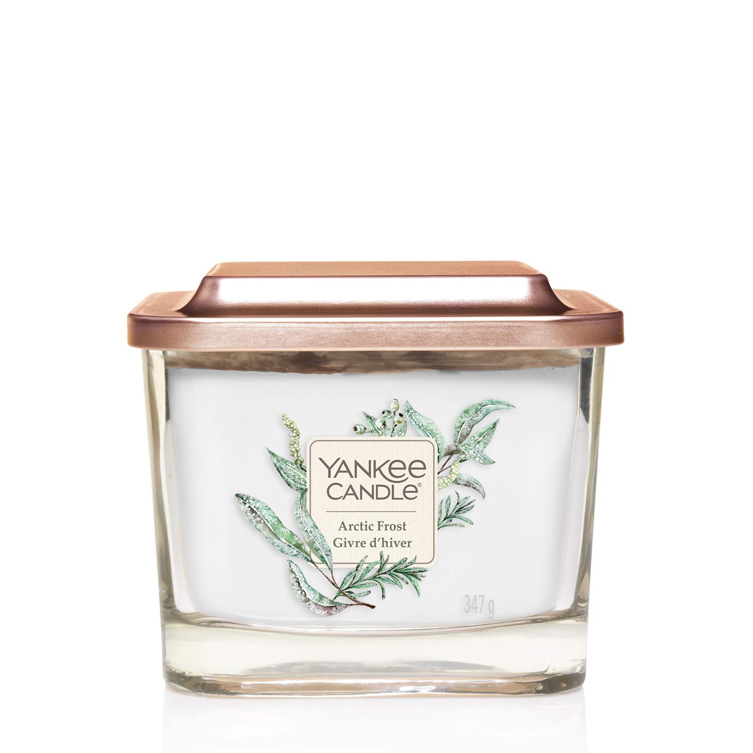 Yankee Candle Arctic Frost Elevation Collection Medium 3-Wick Square Scented Candle With Platform Lid,