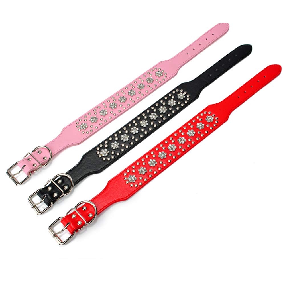 Hundehalsband Mit Strass - 5 Cm Breit, 5-reihig, Verstellbar (M: 43-50 Cm), Aus PU-Leder, In Gold