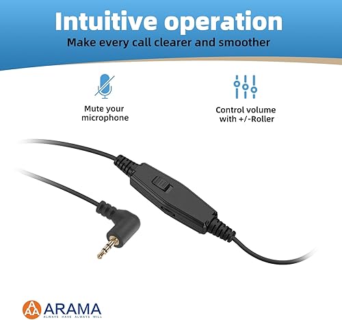 Miniatura 6 de Arama Auriculares de teléfono [versión 2025] 0.098 in con cancelación de ruido micrófono y control de volumen Auriculares de teléfono ultra cómodos