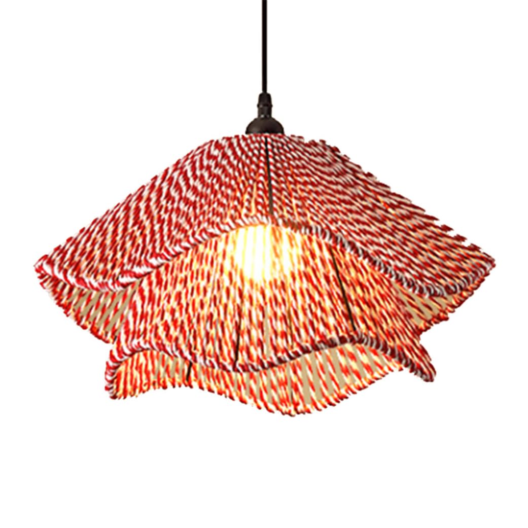 CWVYKNP Rustic Bedroom Ambient Lighting Handmade Hemp Rope Color Lampshade 2-Tier Southeast Asia Style Chandeliers for Dining Room Hallway Entryway