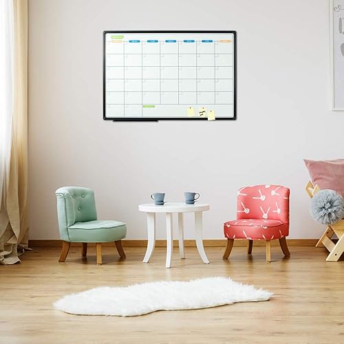 Miniatura 4 de JILoffice - Pizarrón magnético blanco de borrado en seco, de 36 x 24 pulgadas con marco de aluminio negro, para montar en la pared, para oficina,