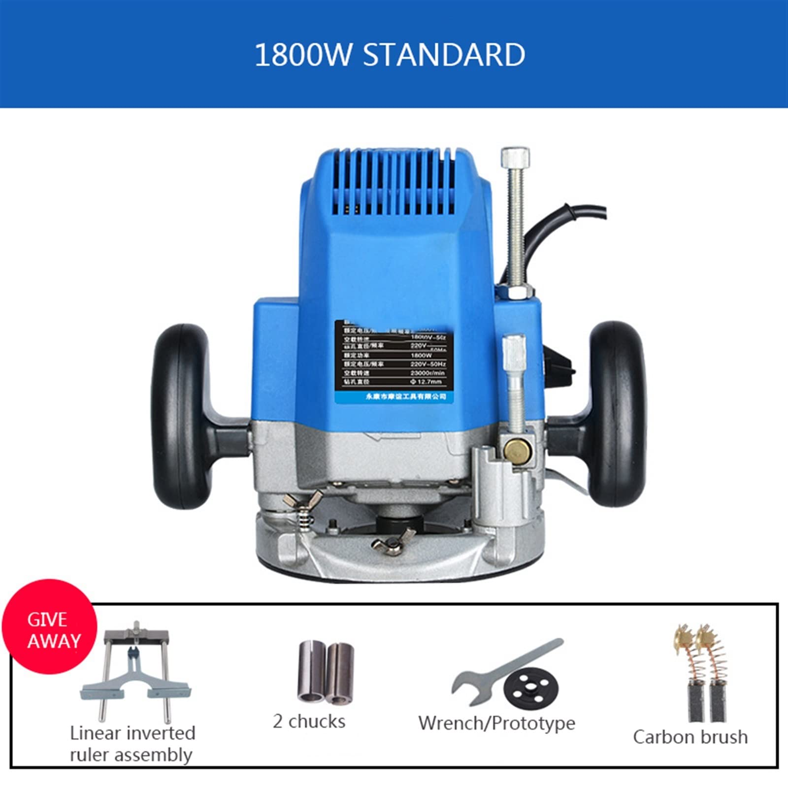 Fresadora de Madera Rebajadora Eléctrica, Máquina de grabado de carpintería de mano multifuncional 1800 W/2200 W máquina cortadora de ranuras eléctrica herramienta de fresado de madera para la Decorac