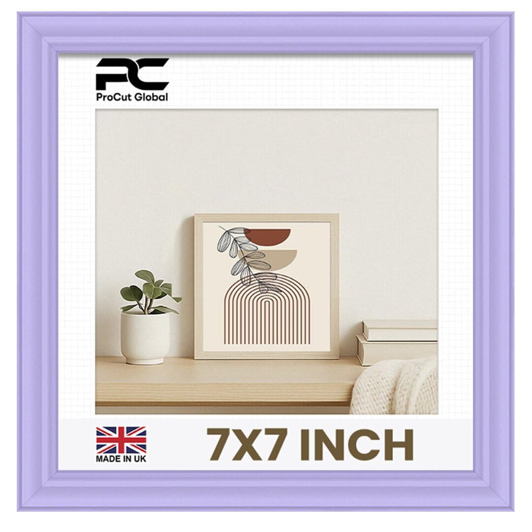 Procut Global 7X7 Purple Picture Frames - Classic Wooden Photo Frame with Shatterproof Perspex for Wall or Tabletop - Perfect for Posters, Certificates & Prints - Sizes & Colors Available