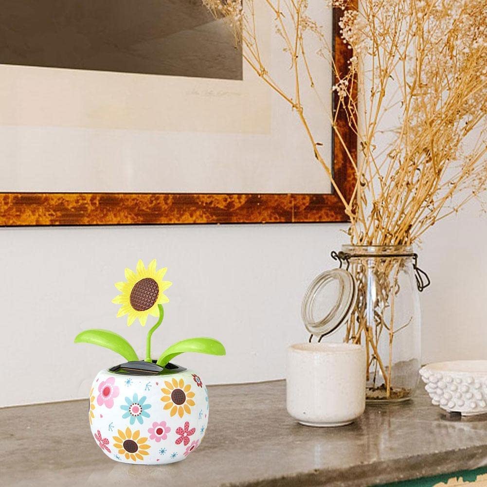 Décoration De Voiture Solaire Dansant Tournesol, Fleur Dansante à énergie Solaire Dans Des Pots, Décoration De